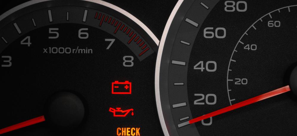 Car warning lights on dashboard