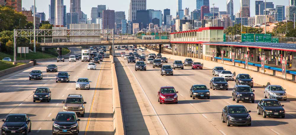 Rush hour traffic on Chicago interstate