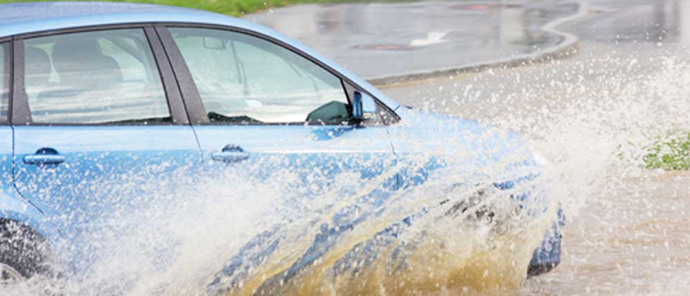 Hydroplaning on Wet Roads - Car
